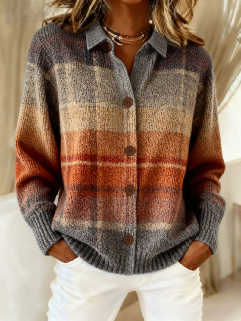 Fleur – Plaid blouse in warm autumn tones