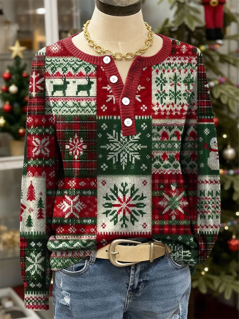 Sanne - Christmas sweater with reindeer and snowflakes