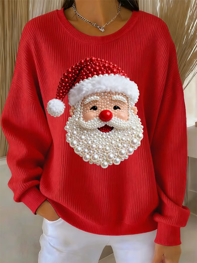Isa - Christmas sweater with a pearlescent Santa