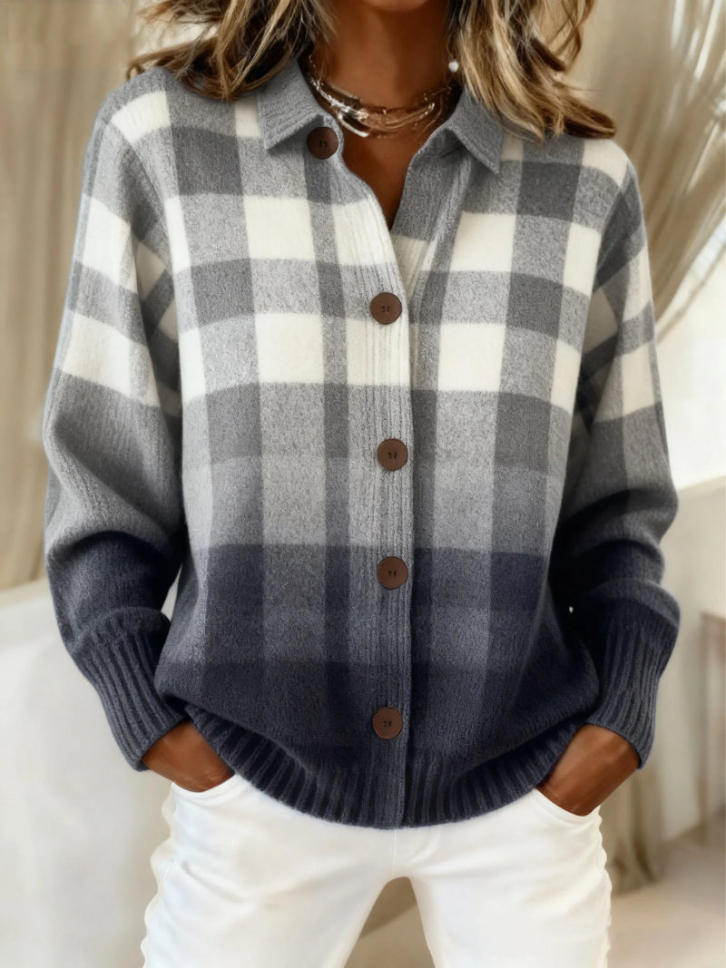 Mara – Checkered knitted blouse